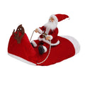 Style Rouge classique : Père Noël en peluche sur traîneau rouge à bois de renne