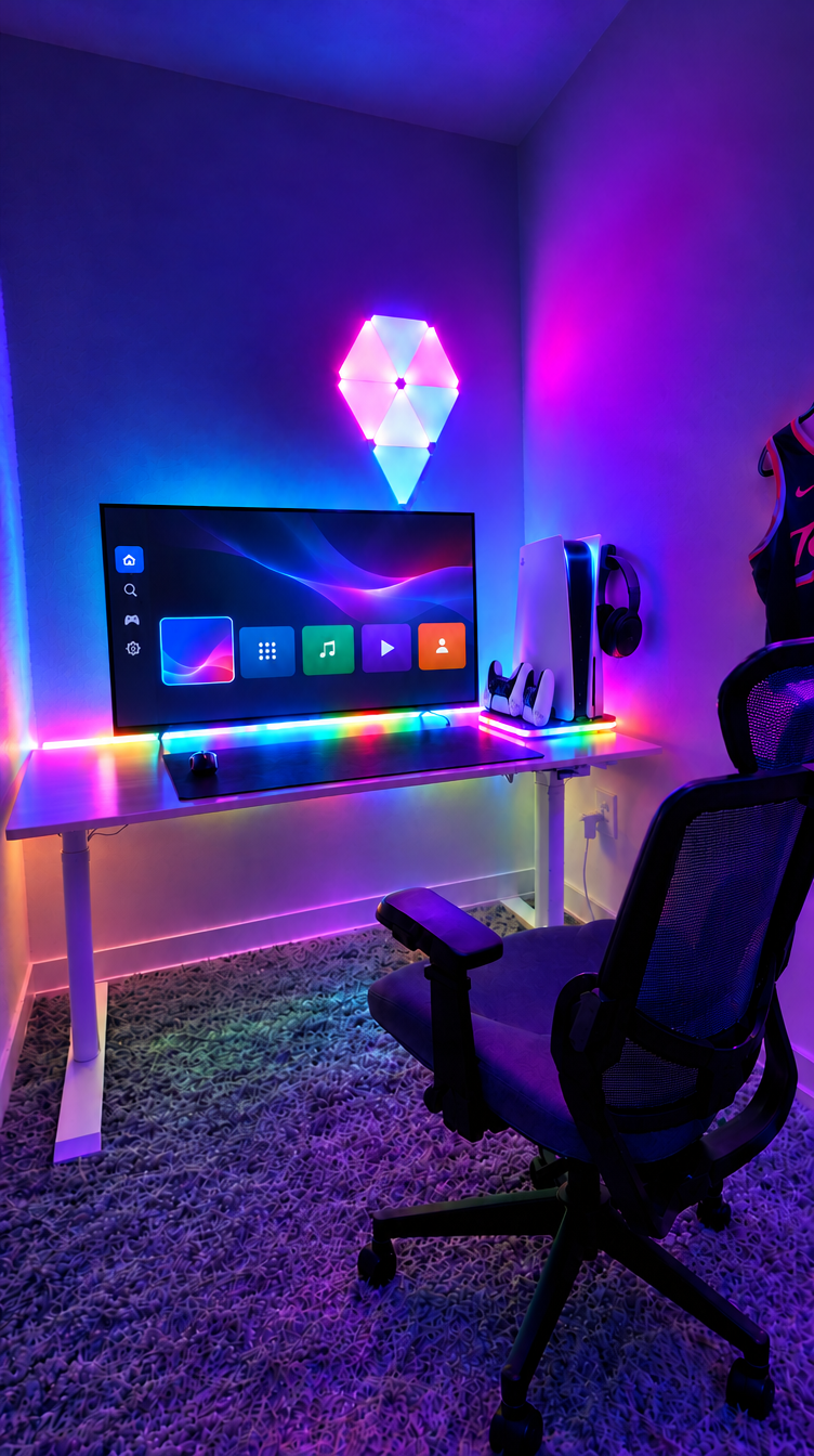 GLOWDOCK RGB station in a gaming setup