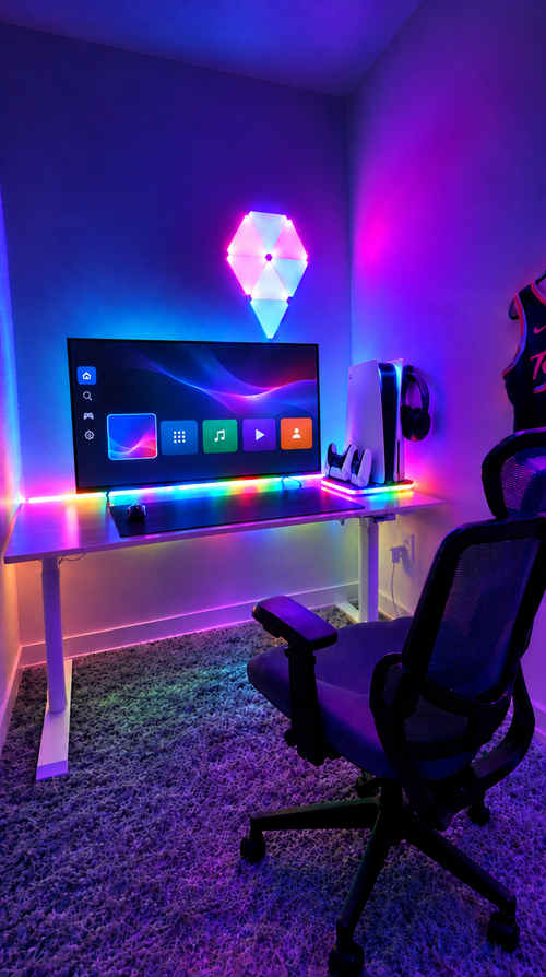 GLOWDOCK RGB station in a gaming setup