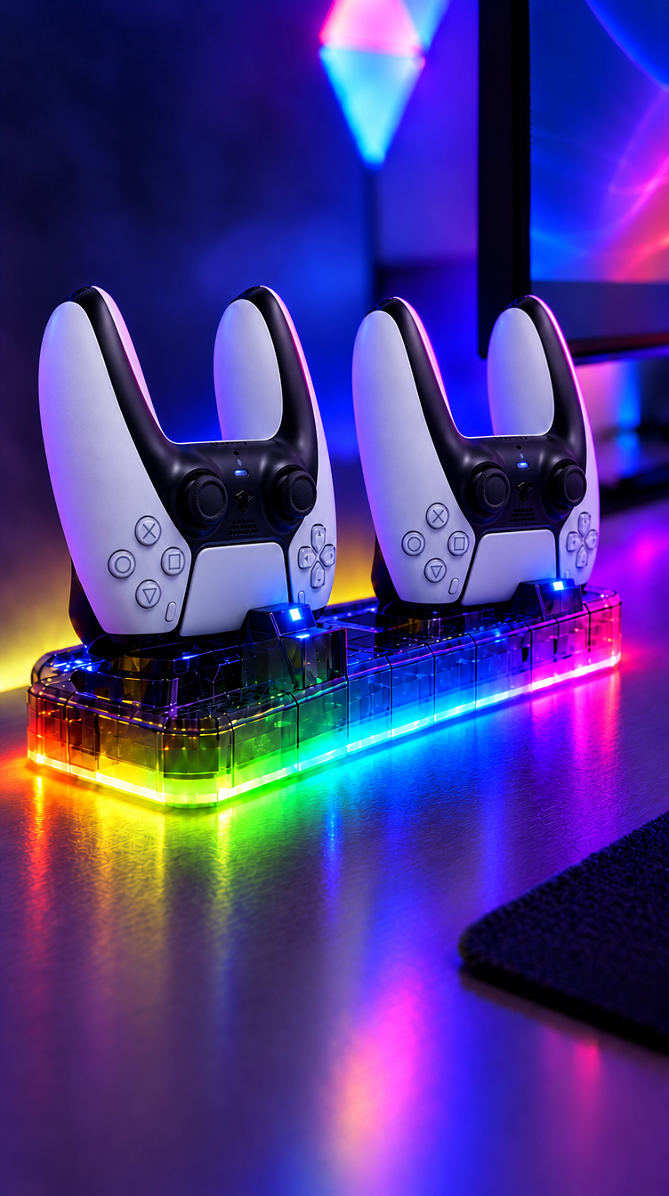 Two controllers charging on the station
